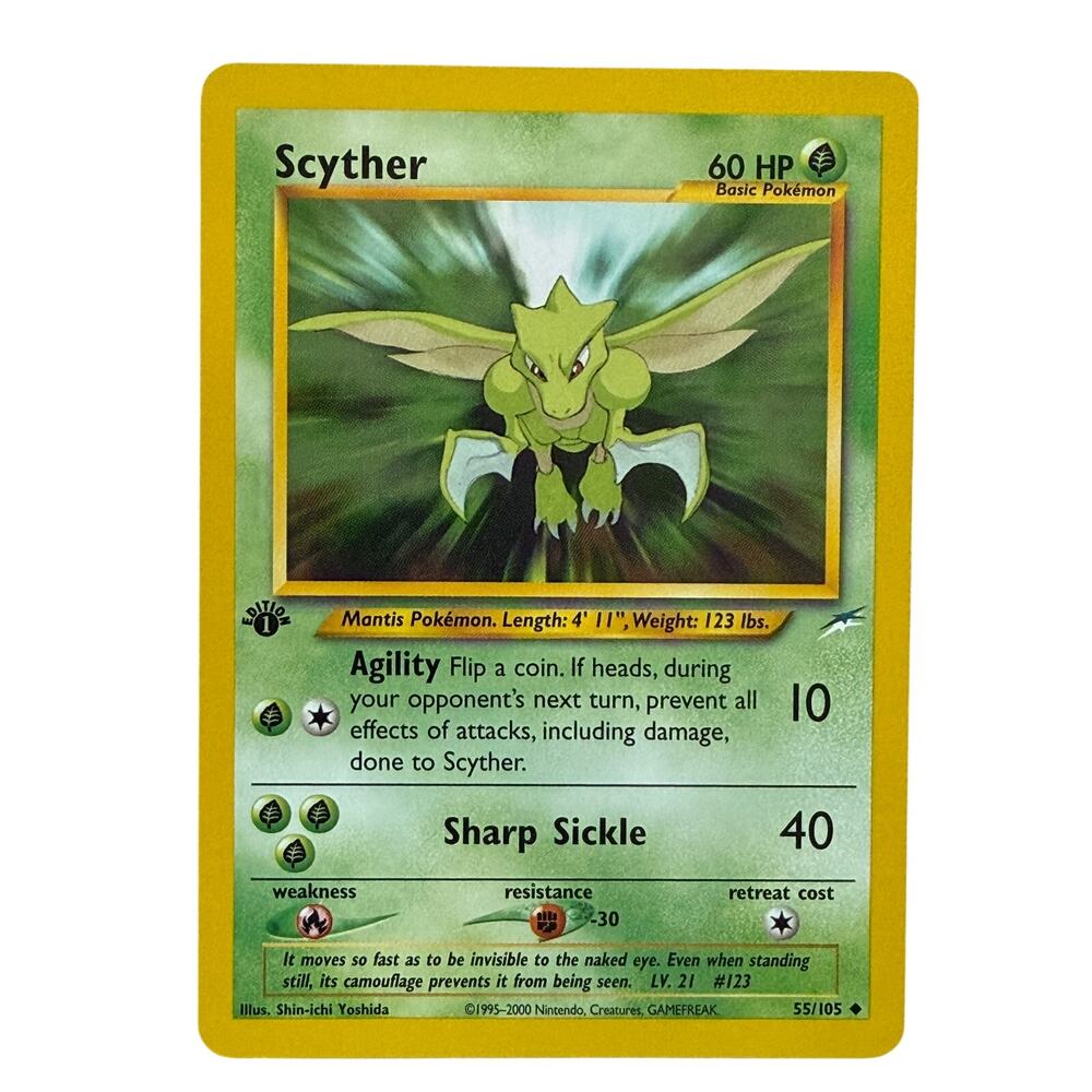 Pokémon TCG Scyther 1st Edition 55/105 Neo Destiny 2000 Non Holo Card NM-MT
